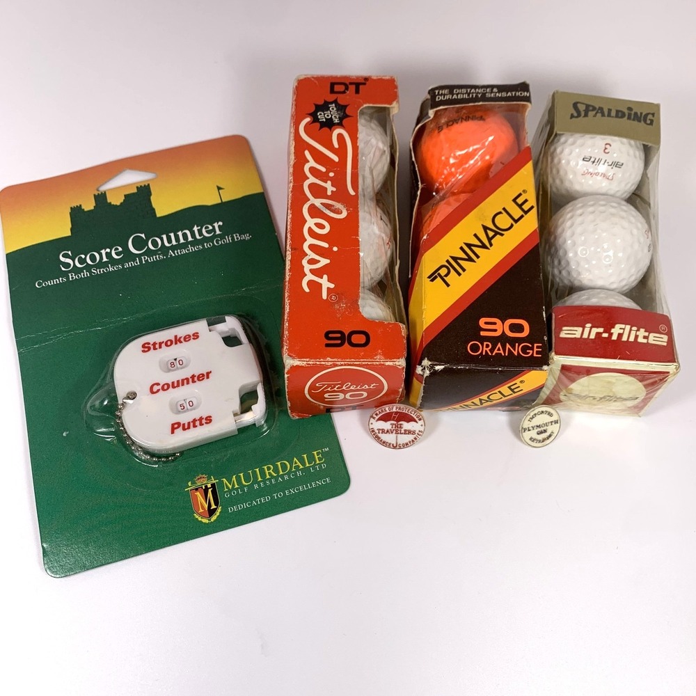 VINTAGE SPALDING, PINNACLE, TITLEIST GOLF BALLS -‎ BOXED + Score Counter